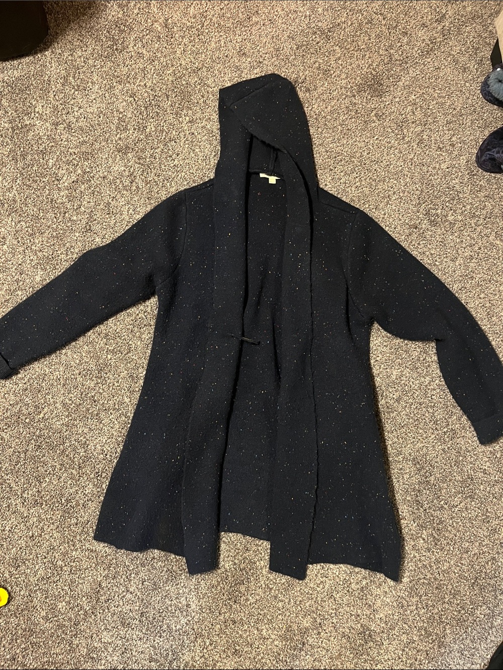 lovestitch Black Speckled Hooded Open-Front Cardigan